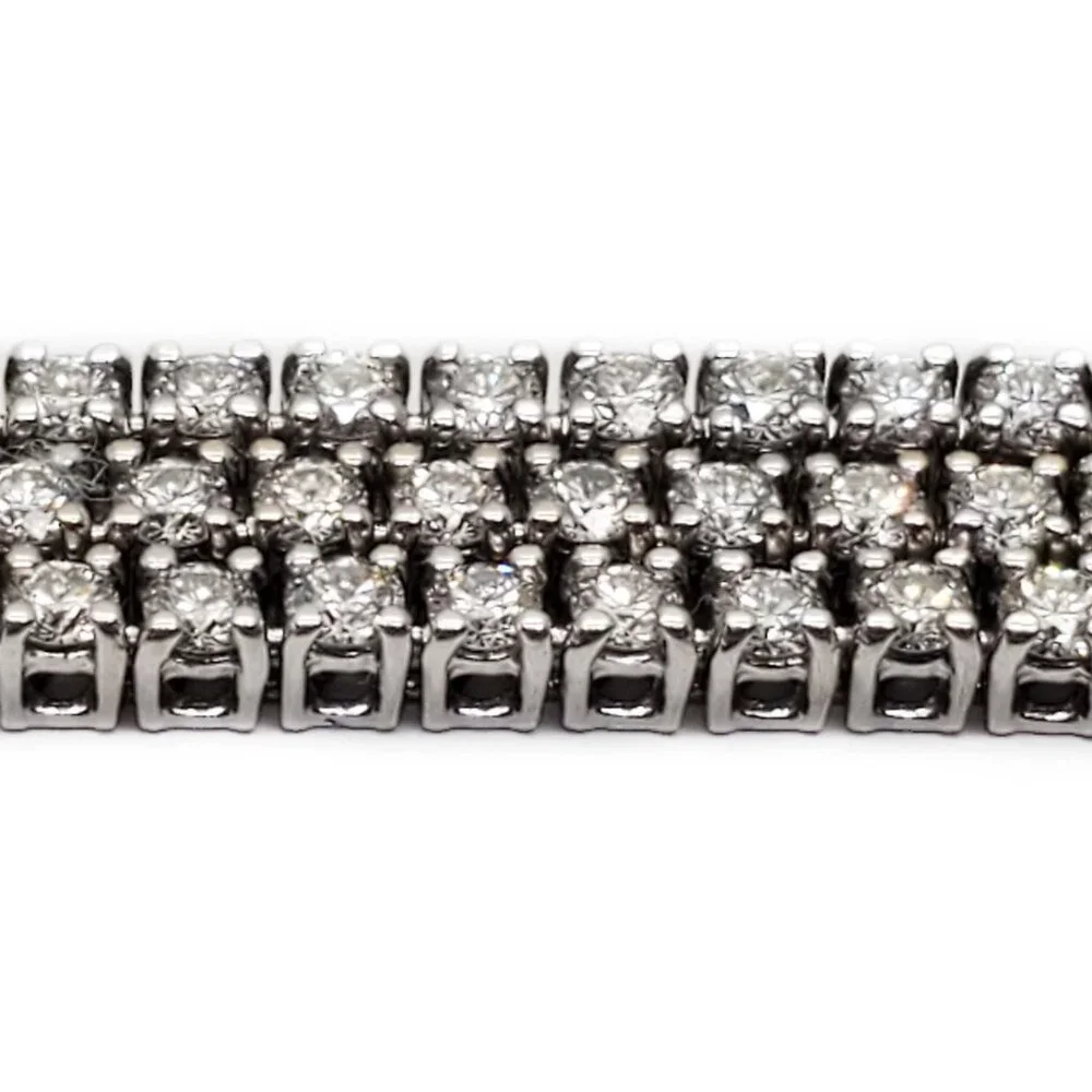 Hearts On Fire 6.93 ctw Natural Diamond Triple Strand Bracelet 18k White Gold - Picture 5 of 10